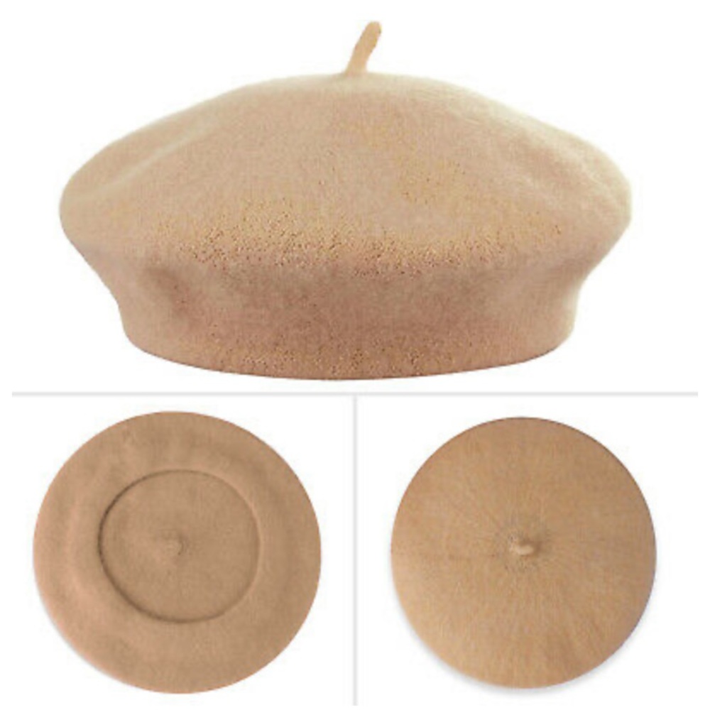 WOOL TAN BERET - Picture 2 of 5